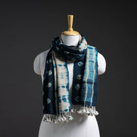 Blue - Kutch Handwoven Clamp Dyed Shibori Silk x Woolen Stole 34