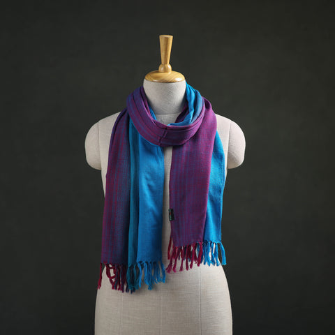 Multicolor - Double Shade Kumaun Handwoven Pure Merino Wool Stole 145
