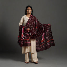 Maroon - cotton hand batik dupatta 47 - handcrafted