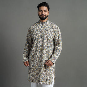 Buy Kalamkari Block Printed Cotton Men Long Kurta 09 Online at iTokri.com