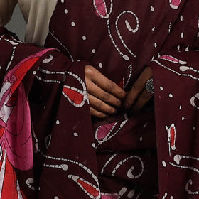 Maroon - cotton hand batik dupatta 47 - handcrafted