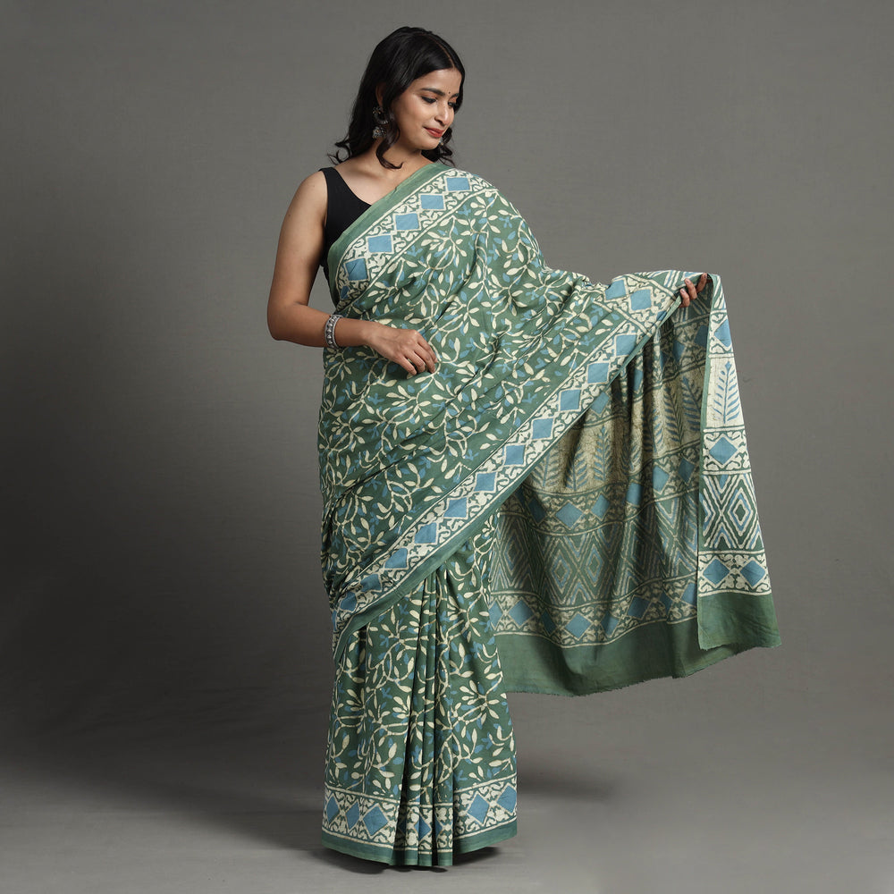 block printed saree