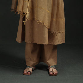 Plain Slub Cotton Hand Embroidered Suit Set with Dupatta for women 04