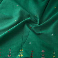 Green - Pure Handloom Cotton Bengal Jamdani Fabric 16