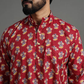 Cotton Kurta For Men - Buy Kantha Stitch Short Kurta For Men Online | iTokri