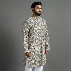Buy Kalamkari Block Printed Cotton Men Long Kurta 09 Online at iTokri.com