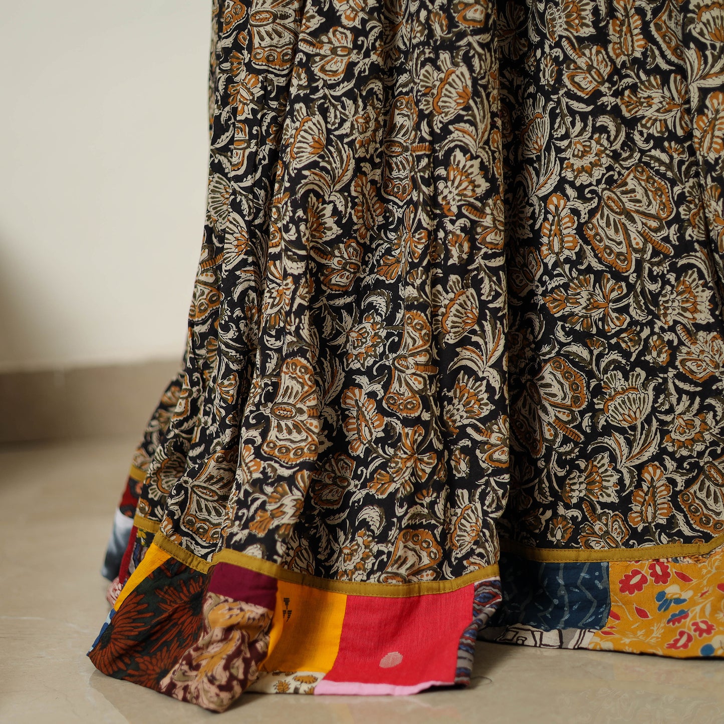 Multicolor - Hand Block Printed Cotton Long Bagru Skirt 02