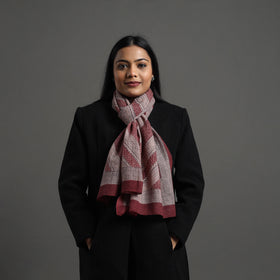 Maroon - bagh hand printed merino woollen stole 02