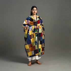 Multicolor - indigo cotton reversible patchwork dupatta 09