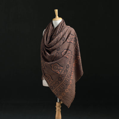 Ajrakh Hand Block Print Natural Dyed Handwoven Acrylic Wool Shawl 27