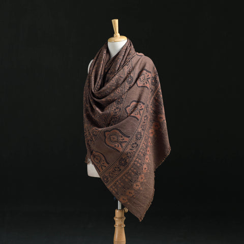 Ajrakh Hand Block Print Natural Dyed Handwoven Acrylic Wool Shawl 27