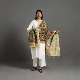 Yellow - mangalagiri cotton handpainted pen work kalamkari