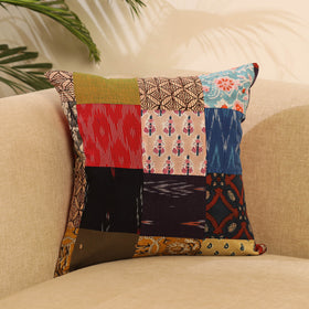 Buy Multicolor Handcrafted Cotton Patchwork Cushion Cover