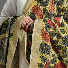 Yellow - mangalagiri cotton handpainted pen work kalamkari