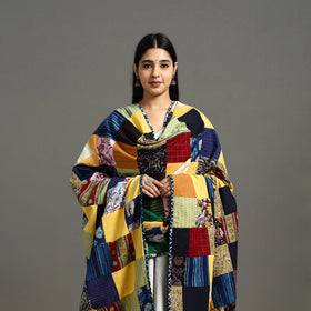 Multicolor - indigo cotton reversible patchwork dupatta 09