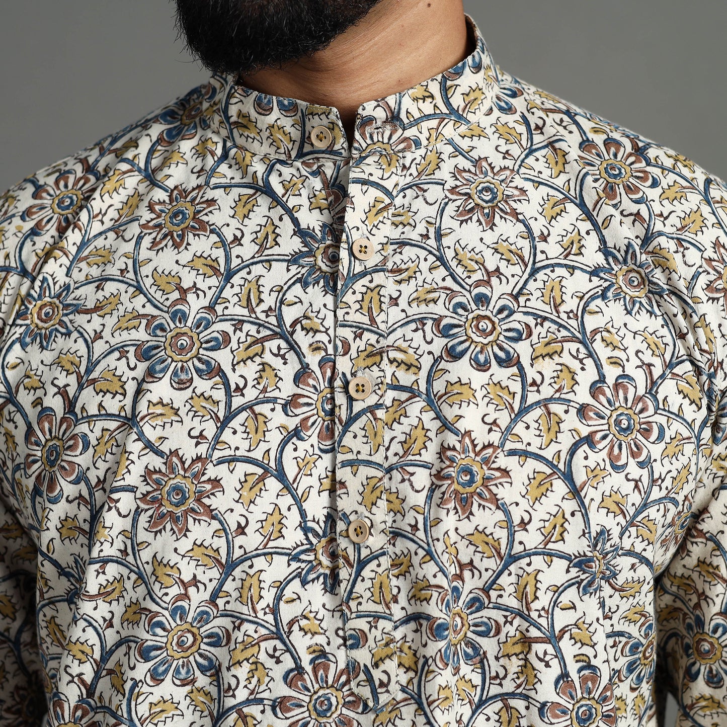 Kalamkari Block Printed Cotton Men Long Kurta 09