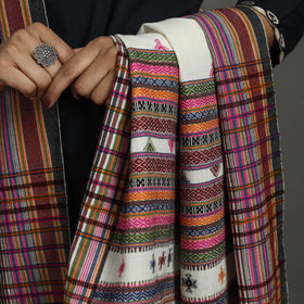  White Kutch Bhujodi Weaving Handloom Woolen Shawl