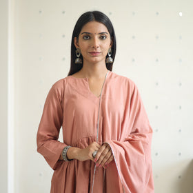 Buy Gulnaaz Grey Cotton Flared Kurta with Palazzo & Dupatta Set Online at iTokri.com