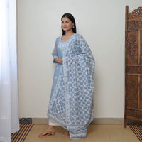 Bengal Jamdani Silk Cotton Kurta with Dupatta Set 02