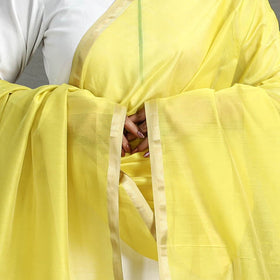 Yellow - handloom silk cotton zari work maheshwari dupatta