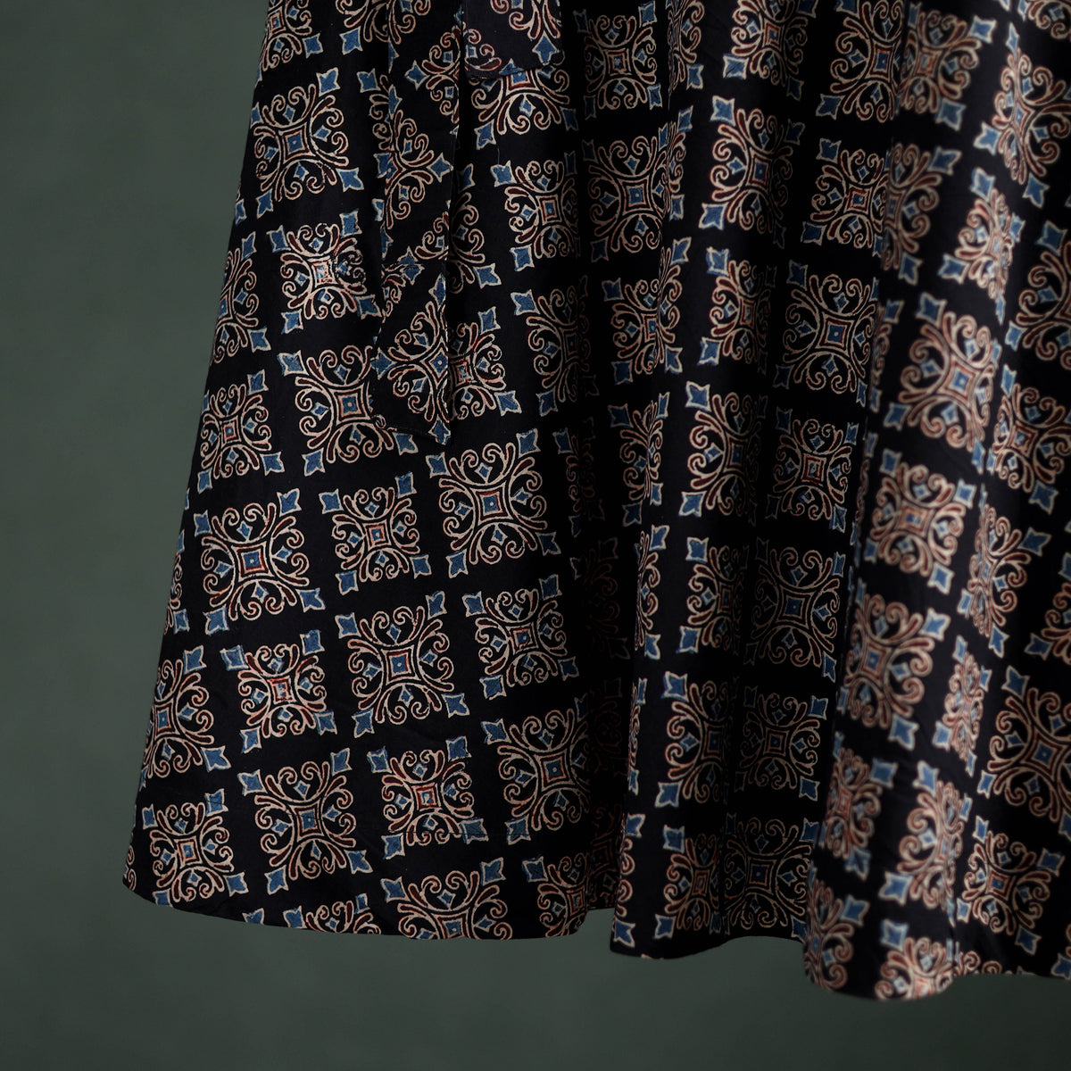 Ajrakh Hand Block Print Cotton Wrap Around Skirt 07