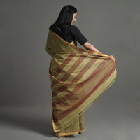 Green - Pure Handloom Natural Dyed Checks Cotton Saree 18