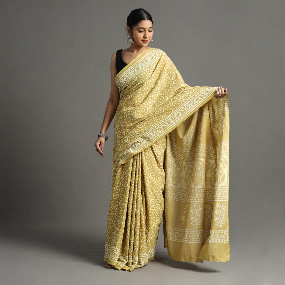 block printed saree