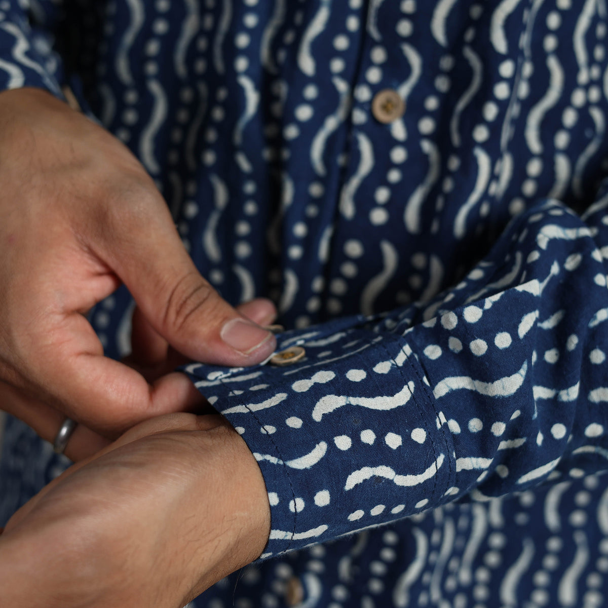 Indigo Block Printed Shirt