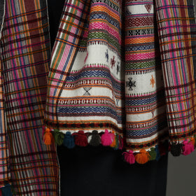  White Kutch Bhujodi Weaving Handloom Woolen Shawl