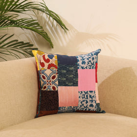 Buy Multicolor Handcrafted Cotton Patchwork Cushion Cover