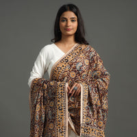 Brown - Kalamkari Block printed Cotton Dupatta 15