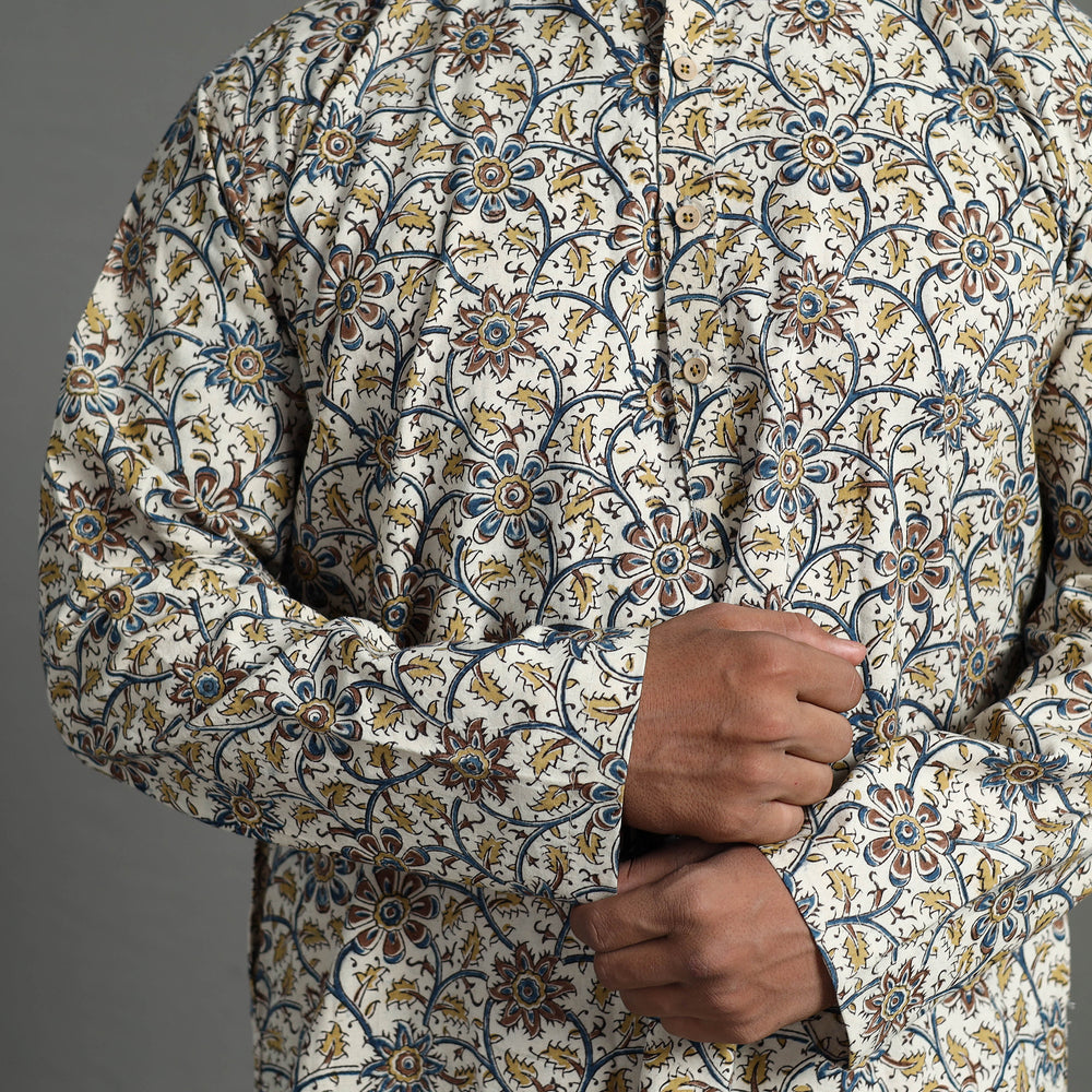 Kalamkari Block Printed Cotton Men Long Kurta 09