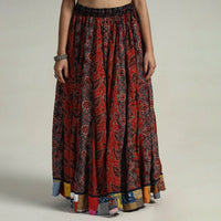 Multicolor - Kutch Block Printed 24 Kali Cotton Long Skirt 20