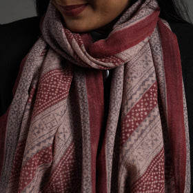Maroon - bagh hand printed merino woollen stole 02