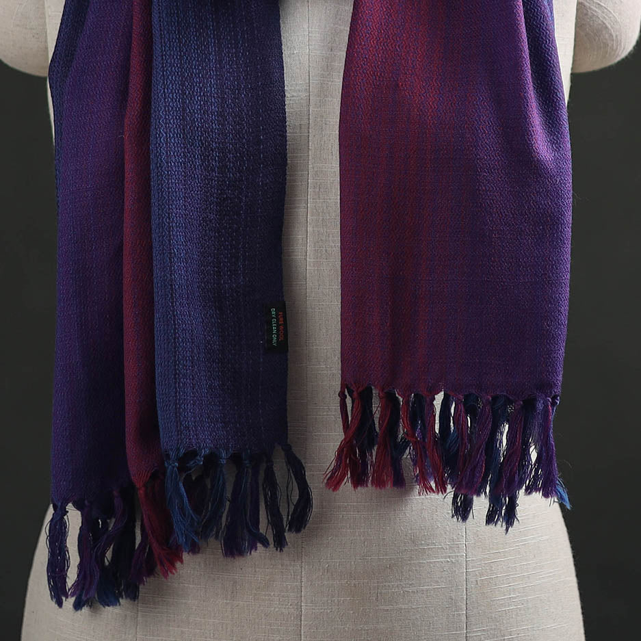 Multicolor - Double Shade Kumaun Handwoven Pure Merino Wool Stole 148