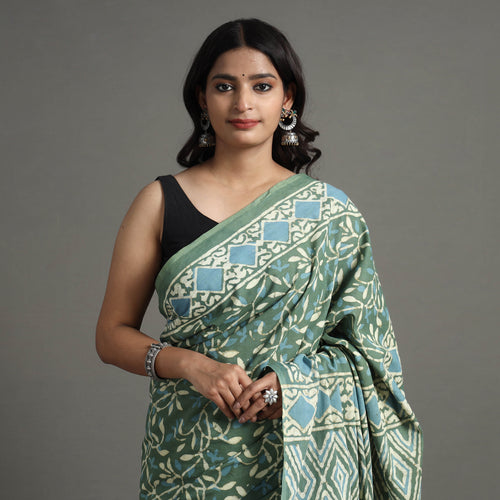 block printed saree