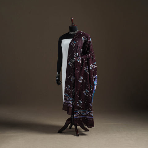 Brown - Hand Batik Print Cotton Dupatta 28