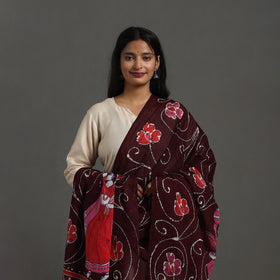   Maroon Cotton Hand Batik Print Dupatta