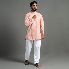 Buy Handloom Cotton Stripe Men Short Kurta Online at iTokri.com