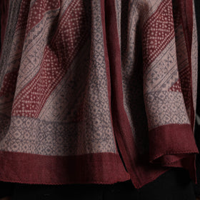 Maroon - bagh hand printed merino woollen stole 02