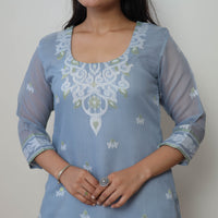 Bengal Jamdani Silk Cotton Kurta with Dupatta Set 02