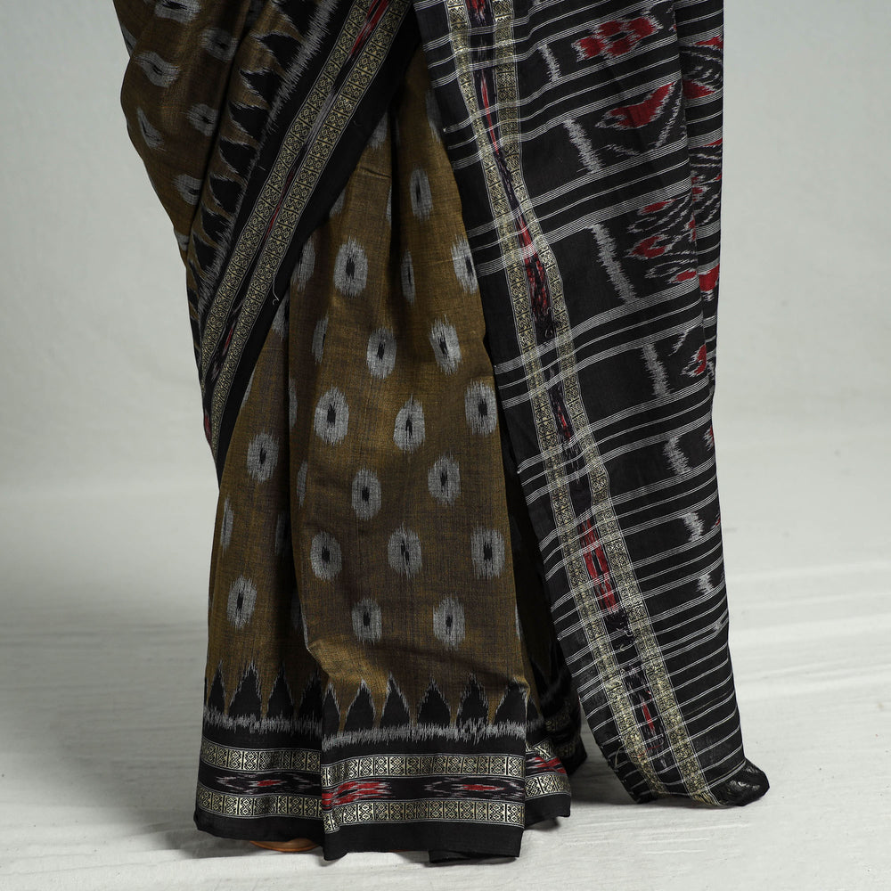 Brown - Khandua Ikat Weave Handloom Cotton Saree 24