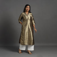 Grey - Cutwork Tissue Zari Jaal Banarasi Silk Kurta 08