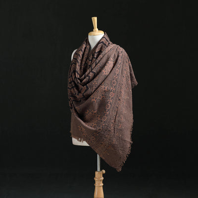 Ajrakh Hand Block Print Natural Dyed Handwoven Acrylic Wool Shawl 28