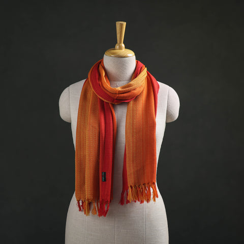 Orange - Double Shade Kumaun Handwoven Pure Merino Wool Stole 149
