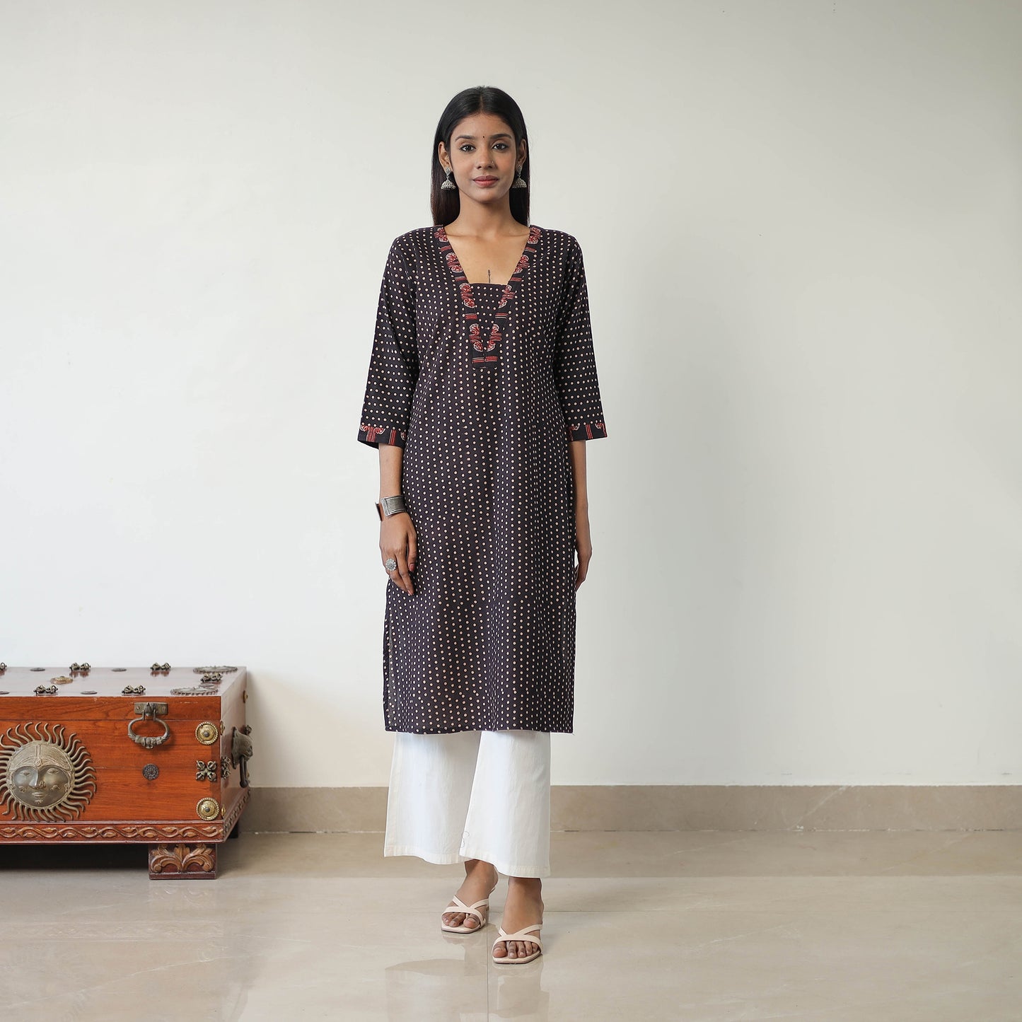 Block Printed Cotton Straight Ajrakh Kurta 31