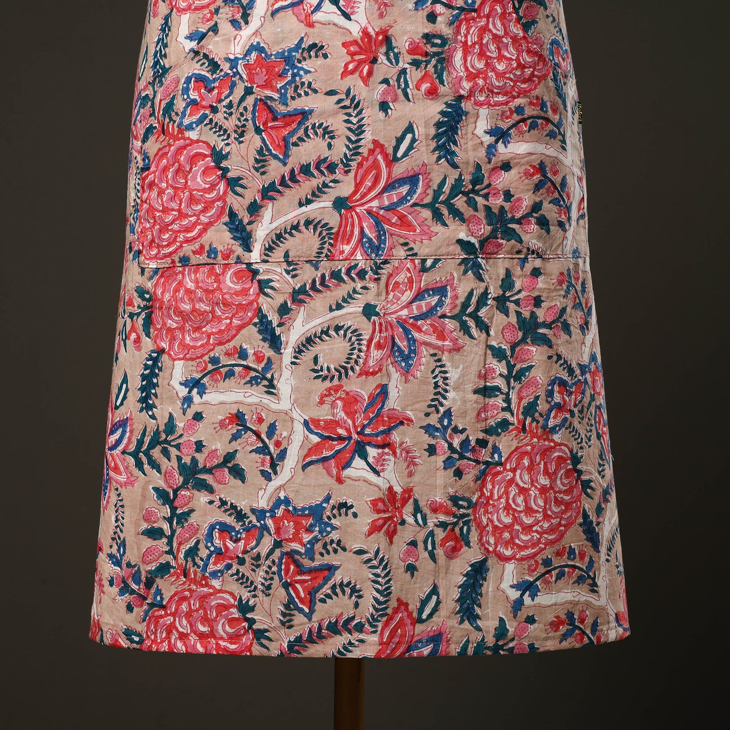 Pink Sanganeri Block Print Cotton Apron with Pocket