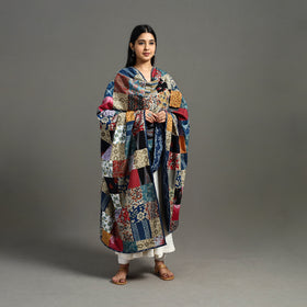 Multicolor - indigo cotton reversible patchwork dupatta 10