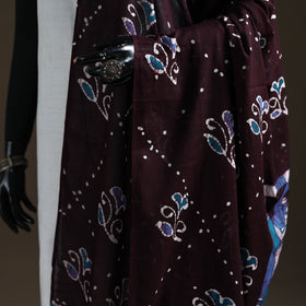 Brown - hand batik print cotton dupatta 28 - handcrafted