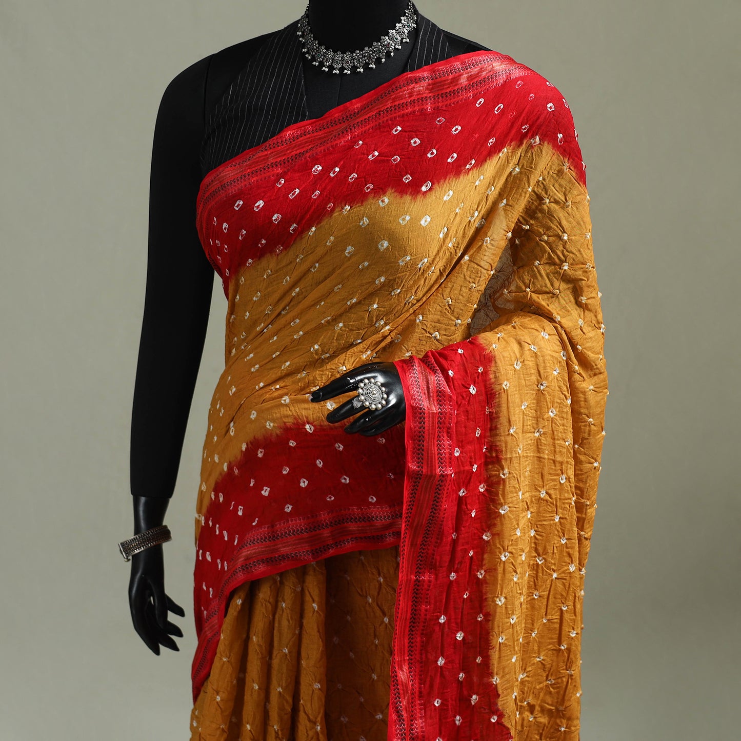 Kutch Tie-Dye Bandhani Cotton Saree with Blouse Piece 49